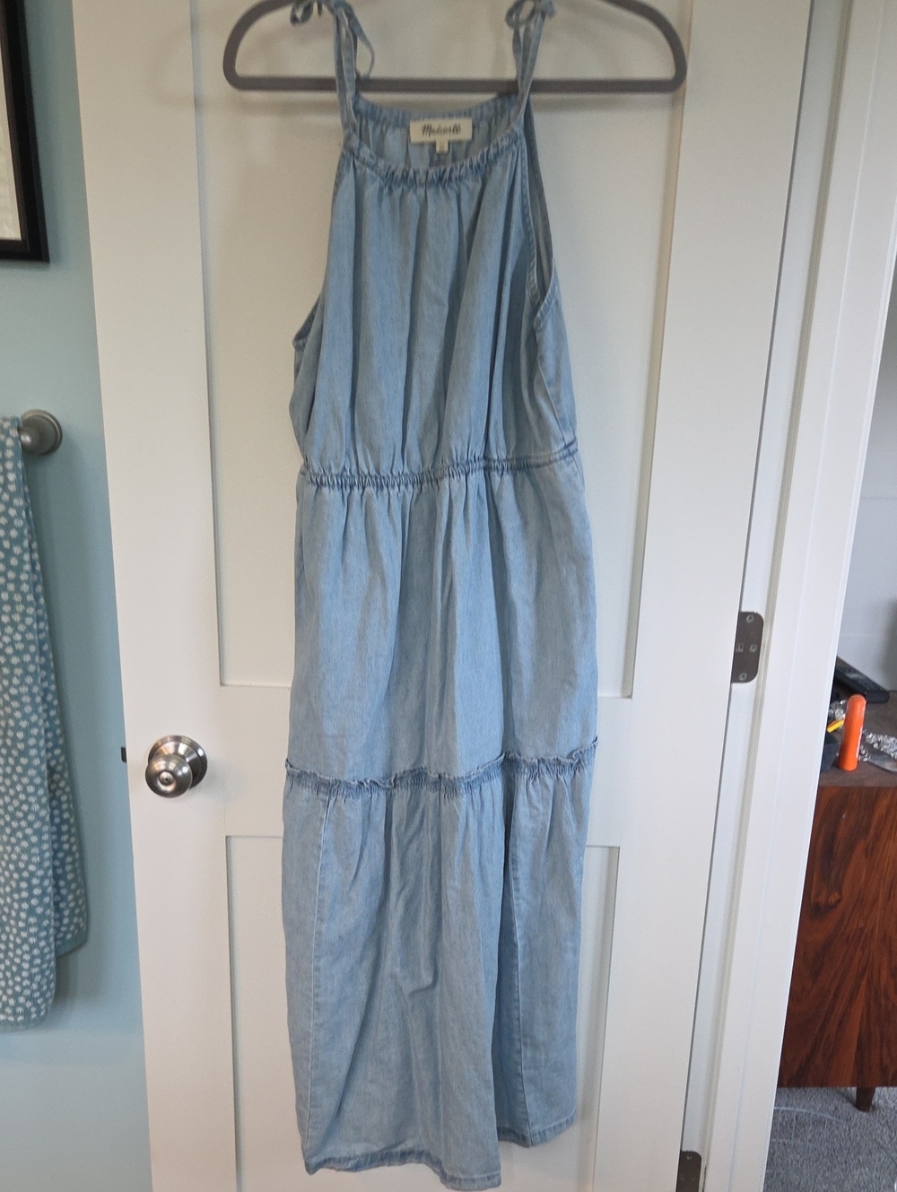 Madewell Light Blue Chambray Tiered Maxi Dress